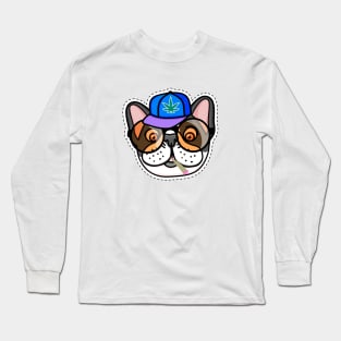 Boy French Bulldog in a cap and sunglasses Long Sleeve T-Shirt